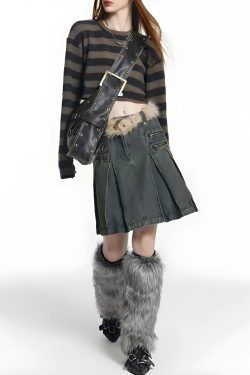 Y2K Grunge Faux Leather Belted Bag - Retro Style 90s Fashion Accessory