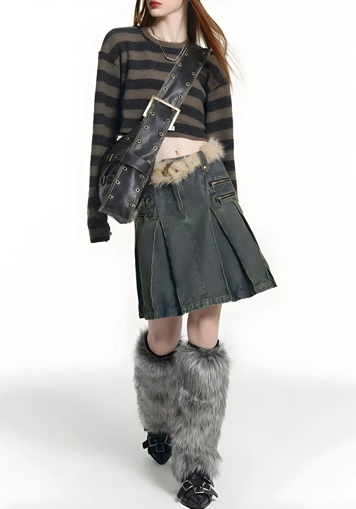 Y2K Grunge Faux Leather Belted Bag - Retro Style 90s Fashion Accessory