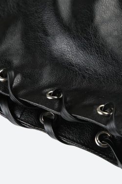 Y2K Grunge Faux Leather Mini Skirt - Retro 90s Fashion, Perfect for Y2K Outfits