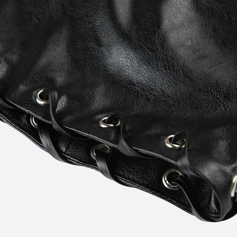 Y2K Grunge Faux Leather Mini Skirt - Retro 90s Fashion, Perfect for Y2K Outfits