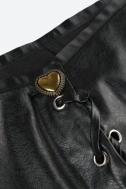 Y2K Grunge Faux Leather Mini Skirt - Retro 90s Fashion, Perfect for Y2K Outfits