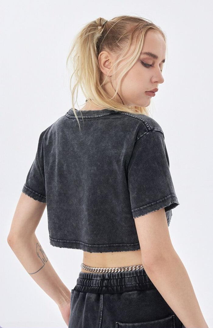 Y2K Grunge Washed Crop Top - Retro 90s Fashion Statement