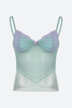 Y2K Mermaid Sheer Mesh Top - Retro Style Grunge Outfit
