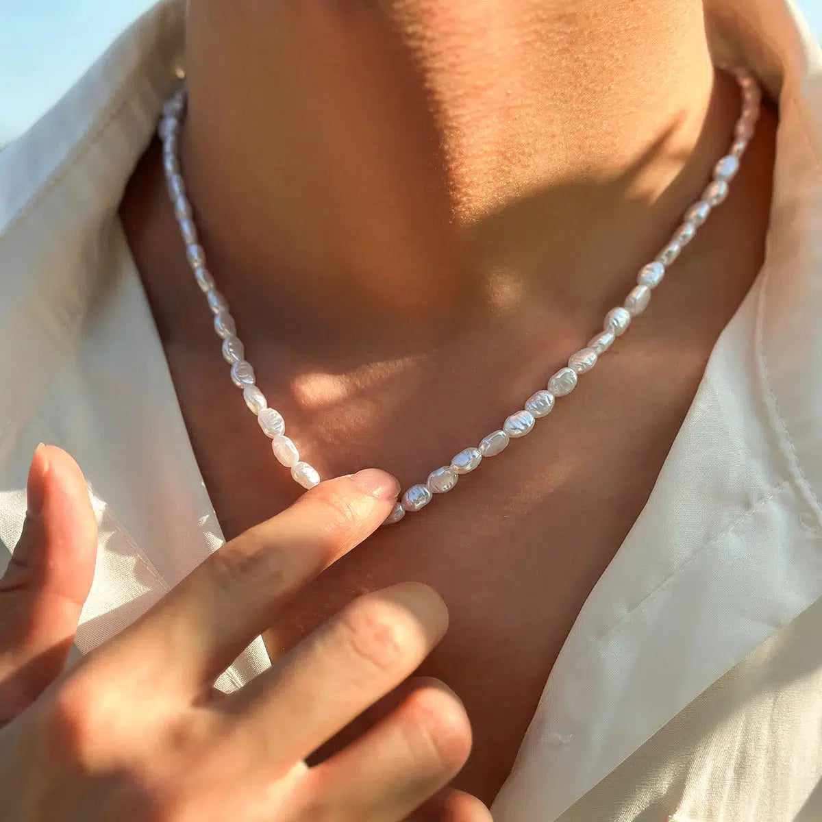 Y2K Retro Baroque Pearl Necklace - Perfect for 90s and Grunge Outfits
