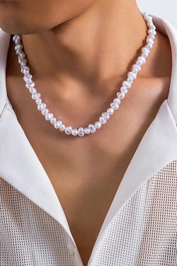 Y2K Retro Baroque Pearl Necklace - Perfect for 90s and Grunge Outfits