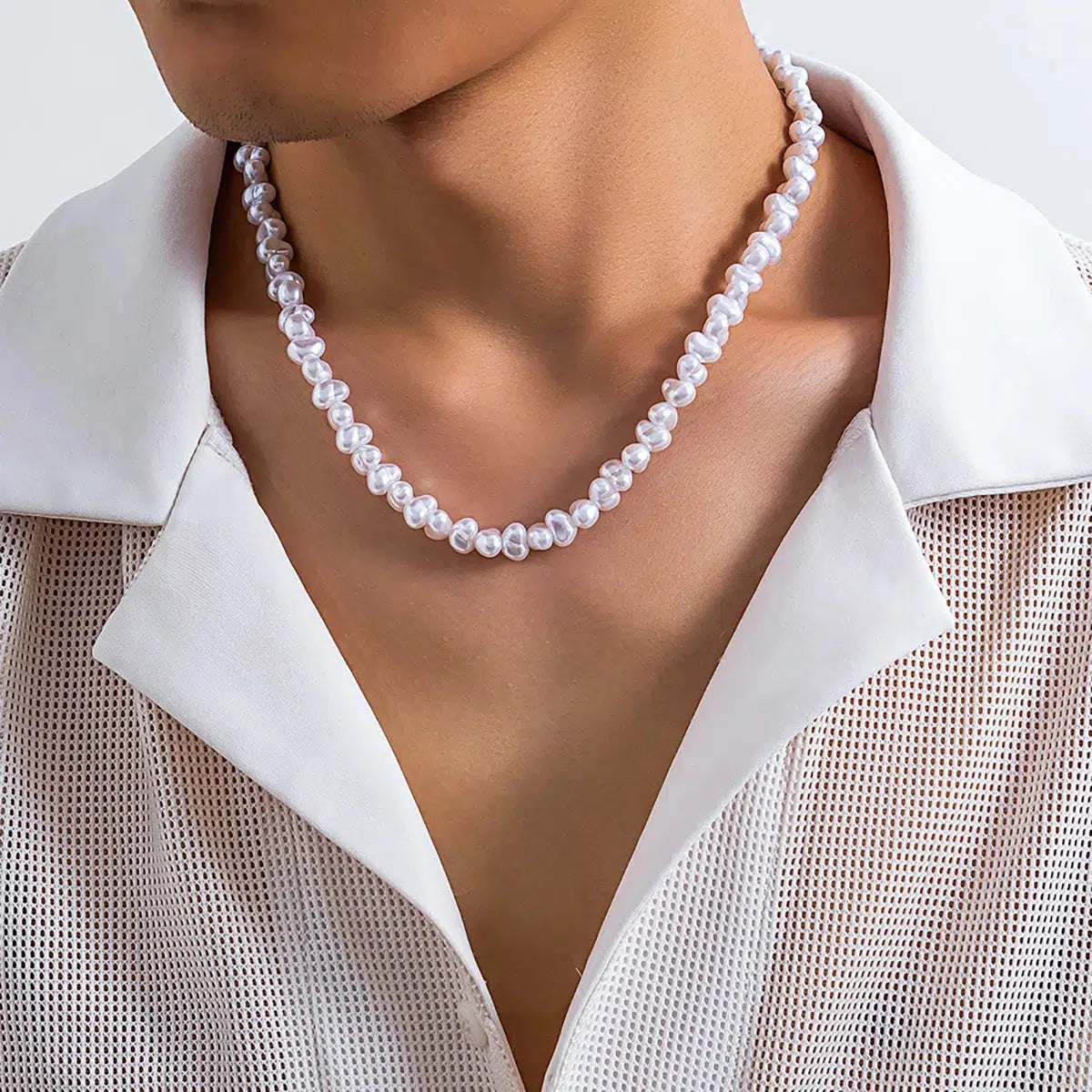 Y2K Retro Baroque Pearl Necklace - Perfect for 90s and Grunge Outfits