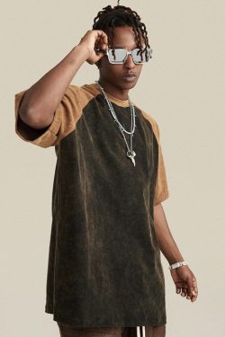 Y2K Retro Casual Raglan Tee - Perfect for 90s and Grunge Outfits
