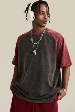 Y2K Retro Casual Raglan Tee - Perfect for 90s and Grunge Outfits