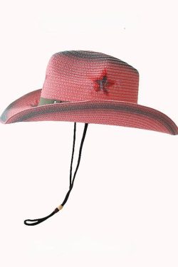 Y2K Retro Disco Cowgirl Hat - Adjustable Star Print for Trendy 90s and Y2K Outfits