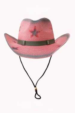 Y2K Retro Disco Cowgirl Hat - Adjustable Star Print for Trendy 90s and Y2K Outfits
