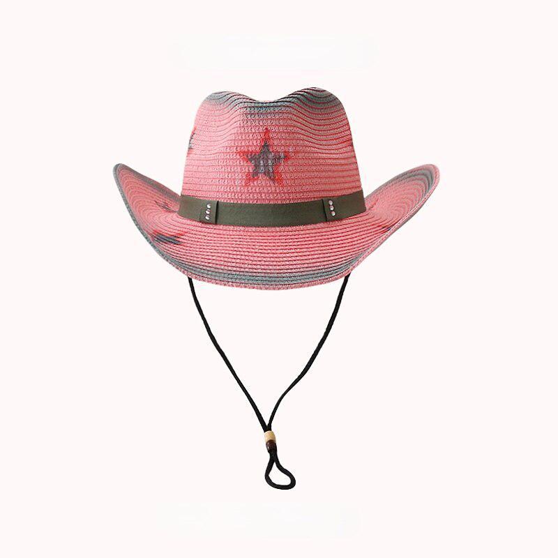 Y2K Retro Disco Cowgirl Hat - Adjustable Star Print for Trendy 90s and Y2K Outfits