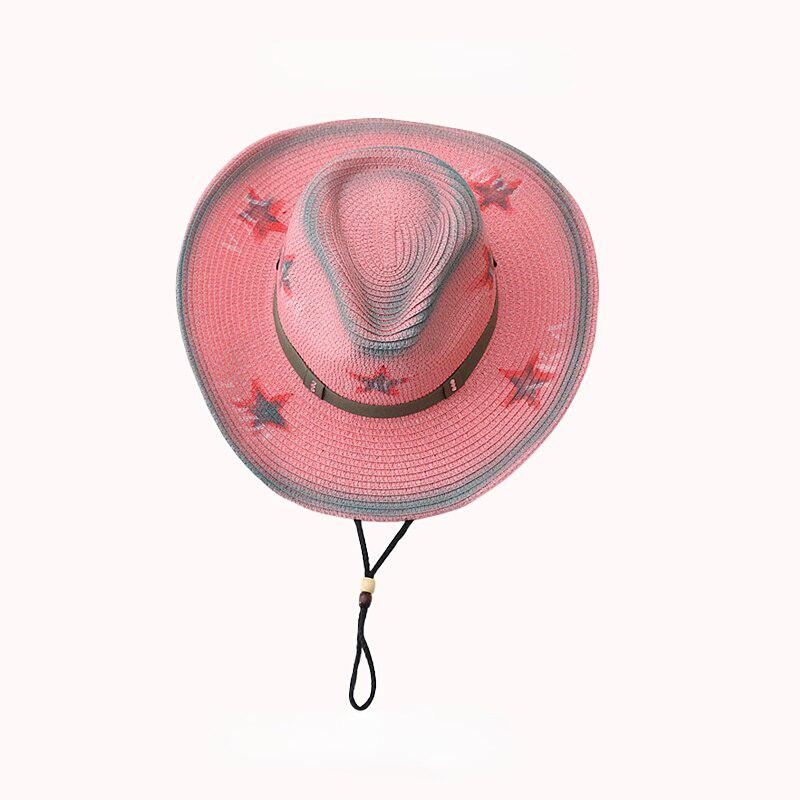 Y2K Retro Disco Cowgirl Hat - Adjustable Star Print for Trendy 90s and Y2K Outfits