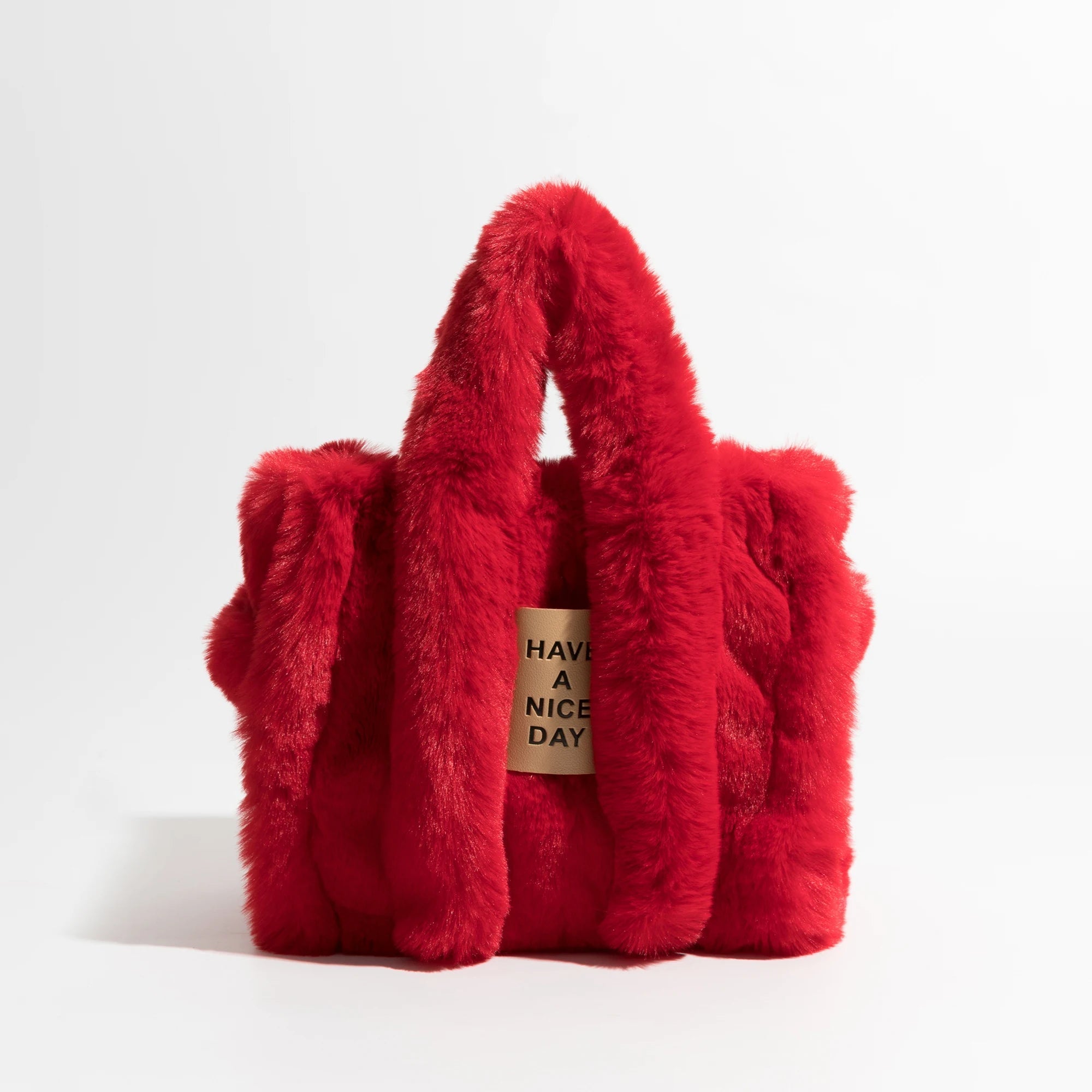 Y2K Retro Fluffy Faux Fur Tote Bag - Perfect for 90s and Y2K Fashion Outfits