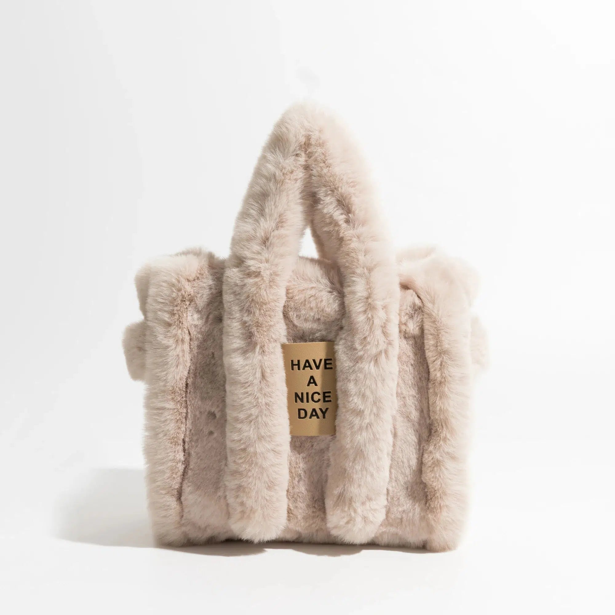 Y2K Retro Fluffy Faux Fur Tote Bag - Perfect for 90s and Y2K Fashion Outfits