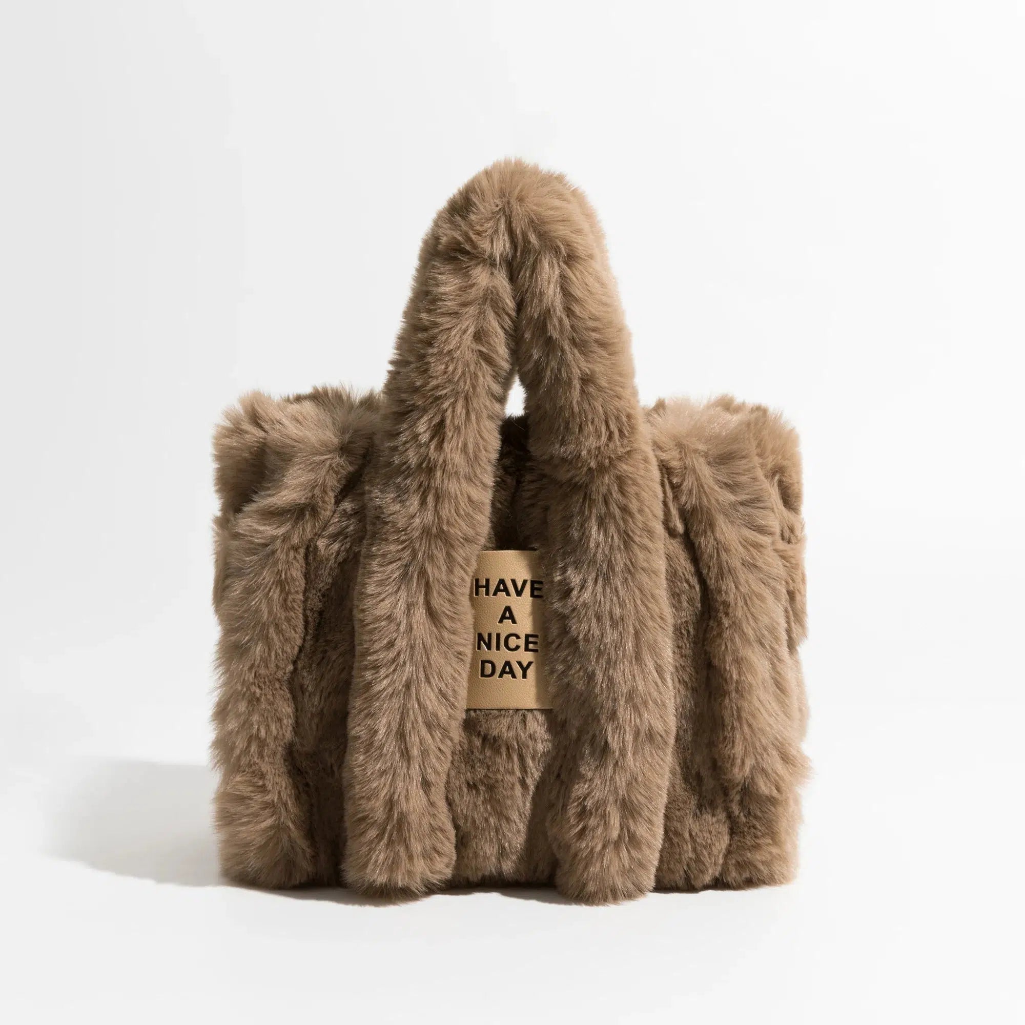 Y2K Retro Fluffy Faux Fur Tote Bag - Perfect for 90s and Y2K Fashion Outfits