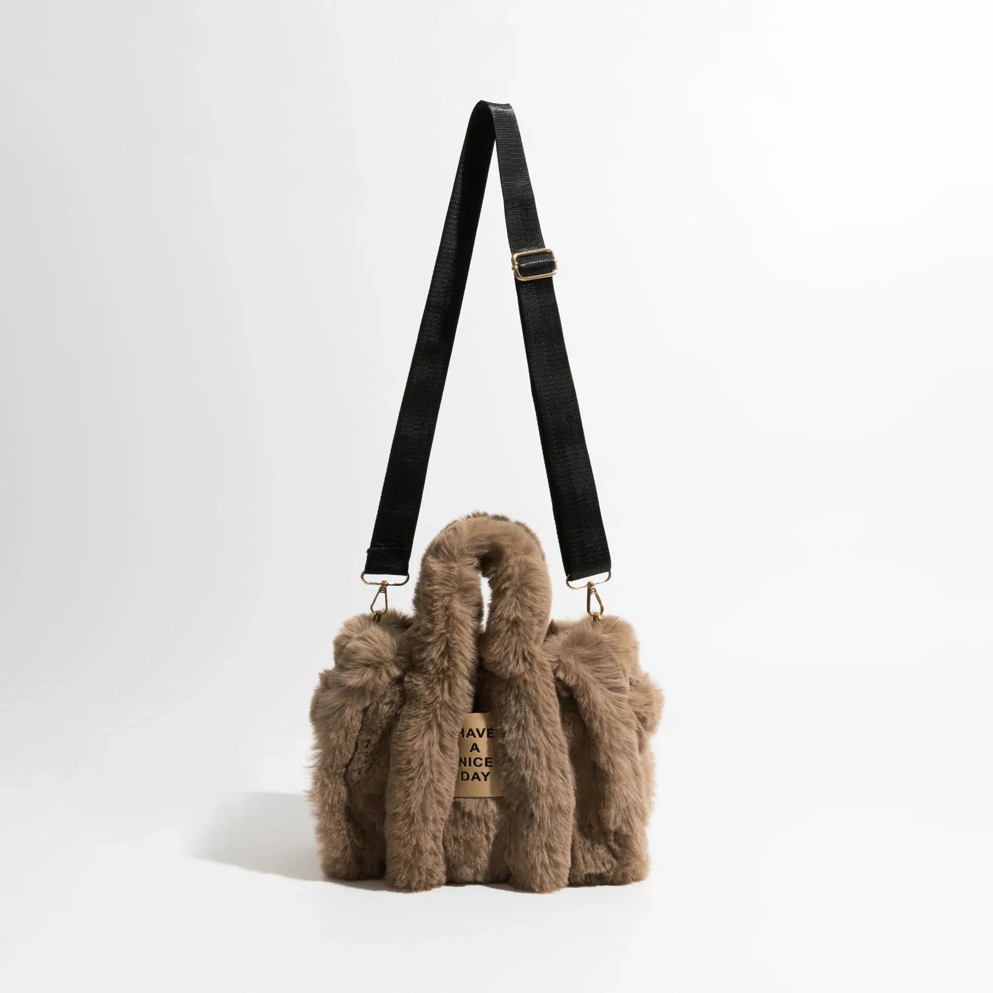 Y2K Retro Fluffy Faux Fur Tote Bag - Perfect for 90s and Y2K Fashion Outfits