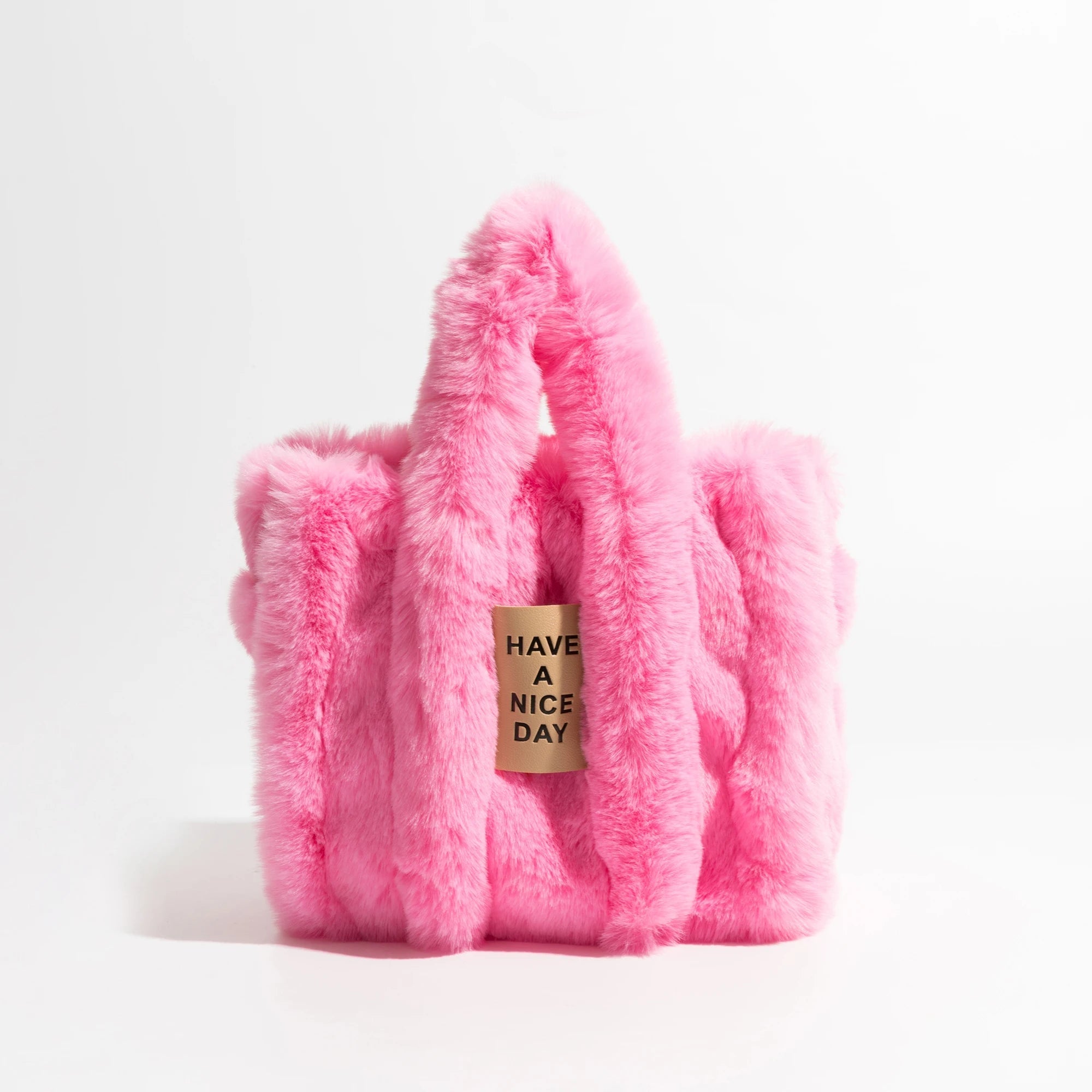Y2K Retro Fluffy Faux Fur Tote Bag - Perfect for 90s and Y2K Fashion Outfits
