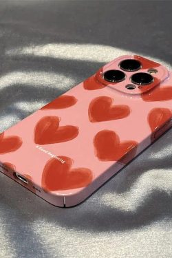 Y2K Retro Heart Painting Phone Case - Perfect for 90s and Y2K Fashion Lovers