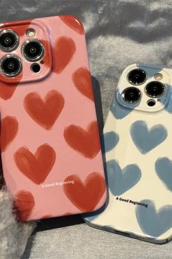 Y2K Retro Heart Painting Phone Case - Perfect for 90s and Y2K Fashion Lovers