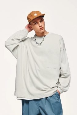 Y2K Retro Pocket Layered Sleeve Sweatshirt - Perfect for 90s Grunge Outfits