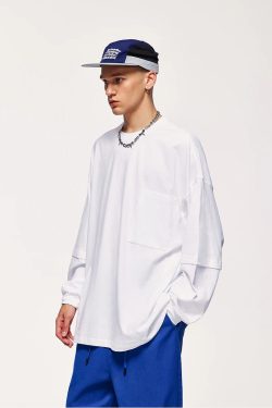 Y2K Retro Pocket Layered Sleeve Sweatshirt - Perfect for 90s Grunge Outfits