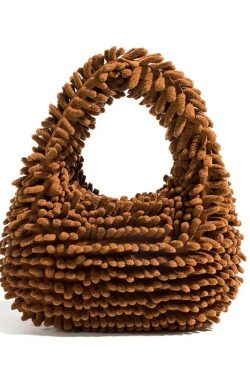 Y2K Retro Rainbow Plush Handbag - Perfect for 90s and Y2K Outfits