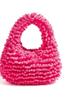 Y2K Retro Rainbow Plush Handbag - Perfect for 90s and Y2K Outfits