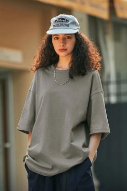 Y2K Retro Skater Casual Basic Tee - Perfect for 90s and Y2K Summer Outfits