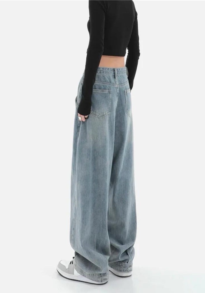 Y2K Retro Skater Pleated Baggy Jeans - Perfect for 90s and Grunge Outfits