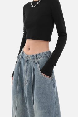 Y2K Retro Skater Pleated Baggy Jeans - Perfect for 90s and Grunge Outfits