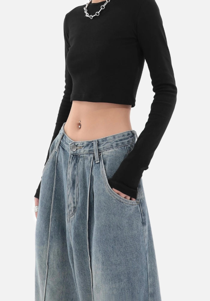Y2K Retro Skater Pleated Baggy Jeans - Perfect for 90s and Grunge Outfits