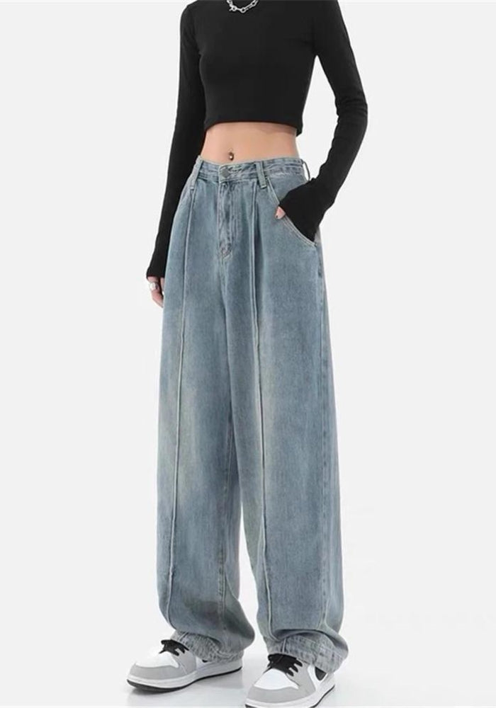 Y2K Retro Skater Pleated Baggy Jeans - Perfect for 90s and Grunge Outfits