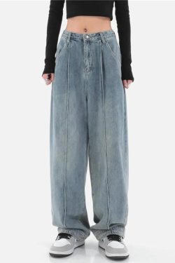 Y2K Retro Skater Pleated Baggy Jeans - Perfect for 90s and Grunge Outfits