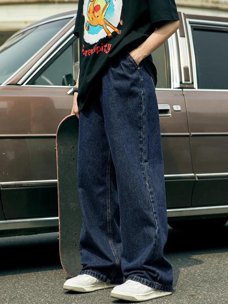 Y2K Retro Skater Wide Leg Denim Jeans - Perfect for 90s and Y2K Outfits
