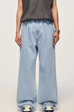 Y2K Retro Skater Wide Leg Denim Jeans - Perfect for 90s and Y2K Outfits