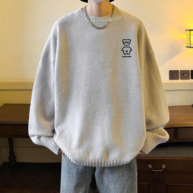 Y2K Retro Soft Boy Bear Sweater - Perfect for 90s and Grunge Outfits