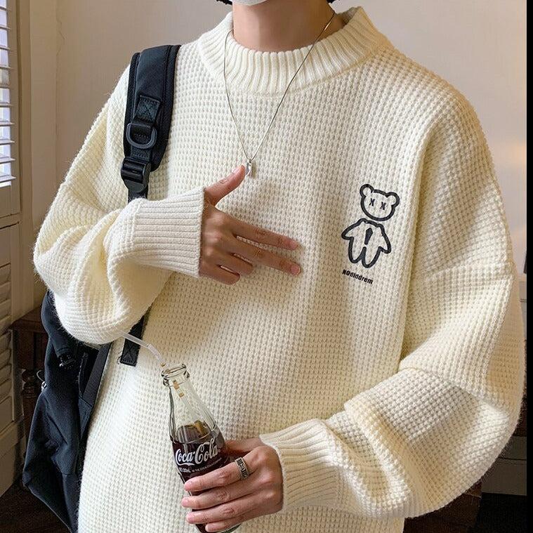 Y2K Retro Soft Boy Bear Sweater - Perfect for 90s and Grunge Outfits
