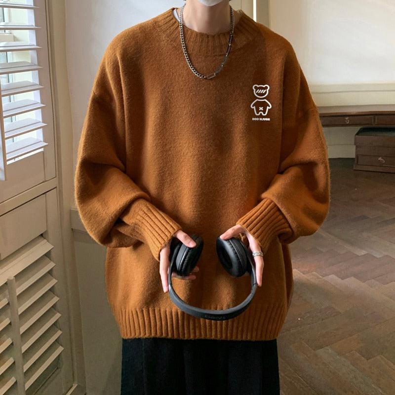 Y2K Retro Soft Boy Bear Sweater - Perfect for 90s and Grunge Outfits