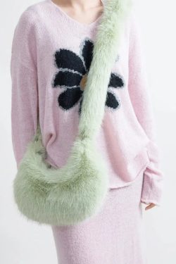Y2K Retro Soft Girl Fluffy Bag - Perfect for 90s and Y2K Summer Outfits