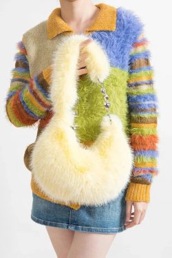 Y2K Retro Soft Girl Fluffy Bag - Perfect for 90s and Y2K Summer Outfits