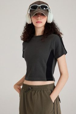 Y2K Retro Style Basic Cropped Tee - Perfect for 90s and Y2K Summer Outfits