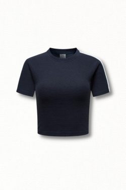 Y2K Retro Style Basic Cropped Tee - Perfect for 90s and Y2K Summer Outfits