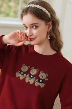 Y2K Retro Teddy Bears Embroidered Sweatshirt - Perfect for 90s and Grunge Outfits