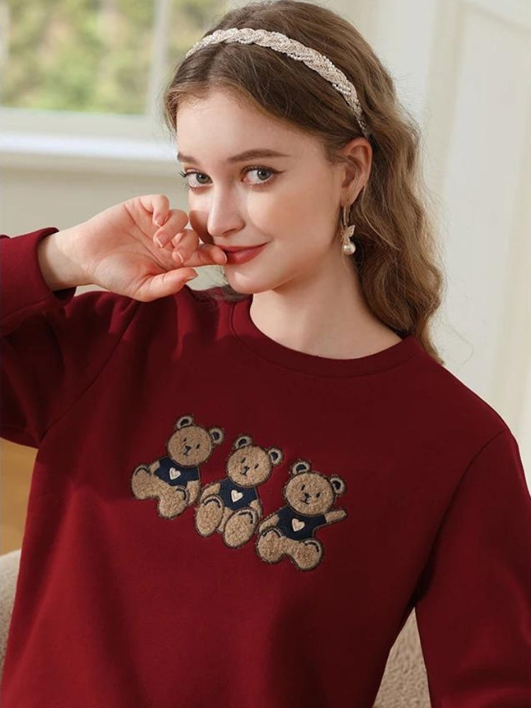 Y2K Retro Teddy Bears Embroidered Sweatshirt - Perfect for 90s and Grunge Outfits