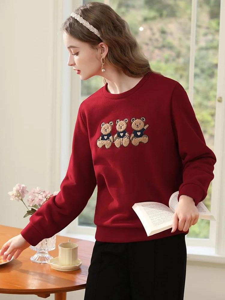 Y2K Retro Teddy Bears Embroidered Sweatshirt - Perfect for 90s and Grunge Outfits
