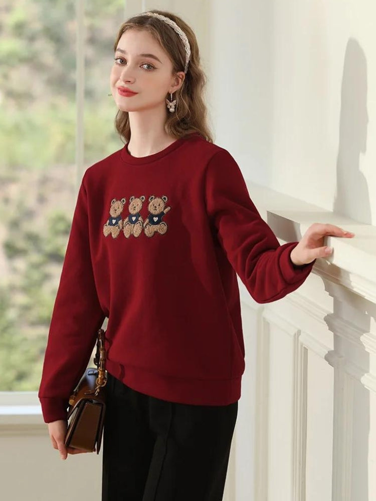 Y2K Retro Teddy Bears Embroidered Sweatshirt - Perfect for 90s and Grunge Outfits