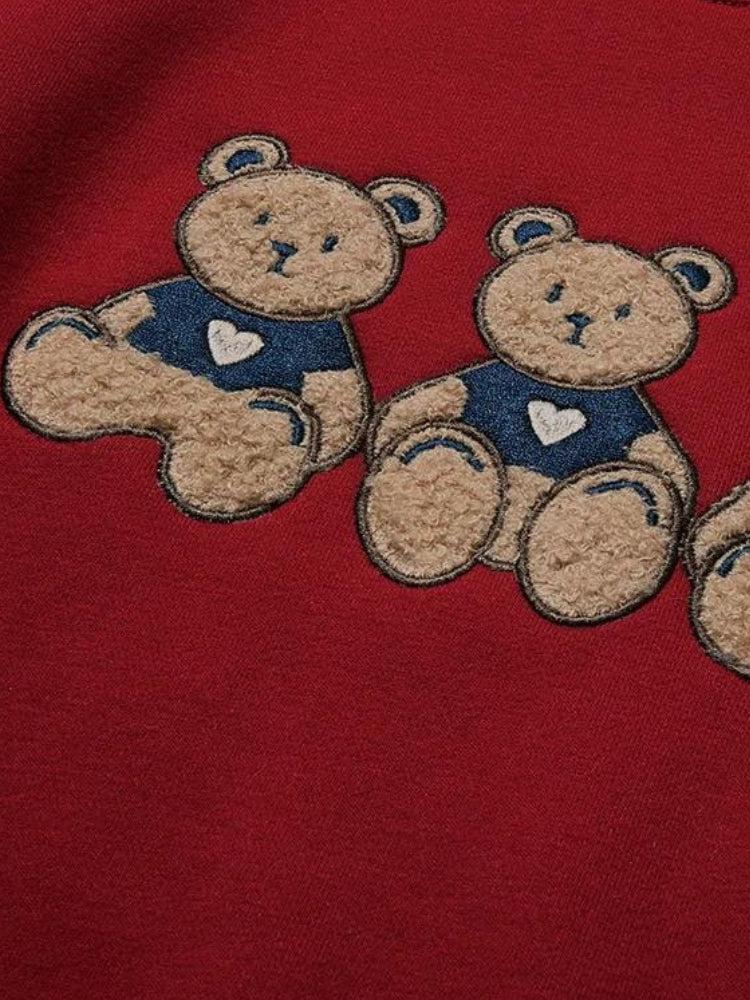 Y2K Retro Teddy Bears Embroidered Sweatshirt - Perfect for 90s and Grunge Outfits