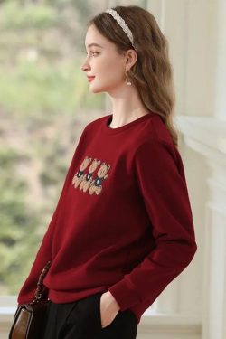 Y2K Retro Teddy Bears Embroidered Sweatshirt - Perfect for 90s and Grunge Outfits