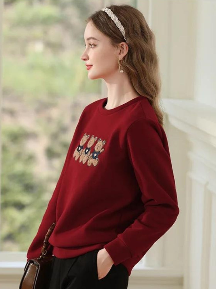 Y2K Retro Teddy Bears Embroidered Sweatshirt - Perfect for 90s and Grunge Outfits