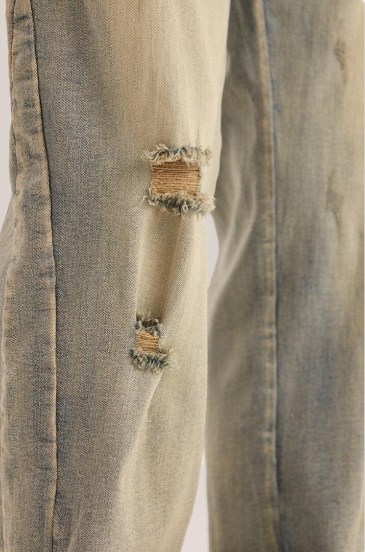 Y2K Slim Leg Ripped Jeans - Retro 90s Grunge Style Denim for Trendy Outfits